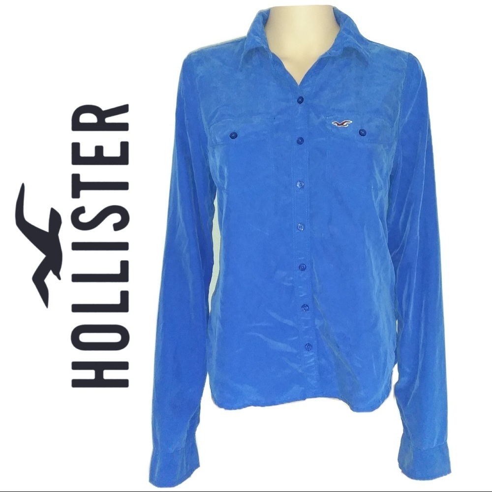 Royal Blue Button Up Long Sleeve - Hollister